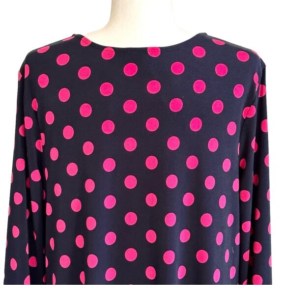 Est. 1946 Dress Dark Blue Pink Polka Dots Long Bell Sleeves Swing Large NEW - Picture 5 of 11